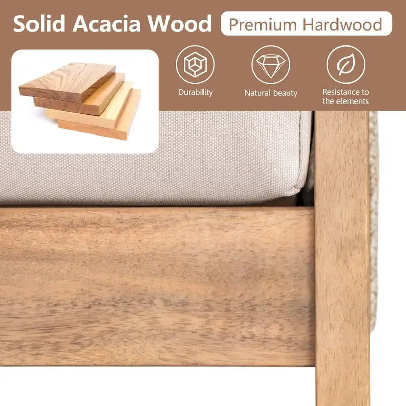 Canapé d'angle d'extérieur moderne 4 pièces en bois d'acacia avec coussins imperméables