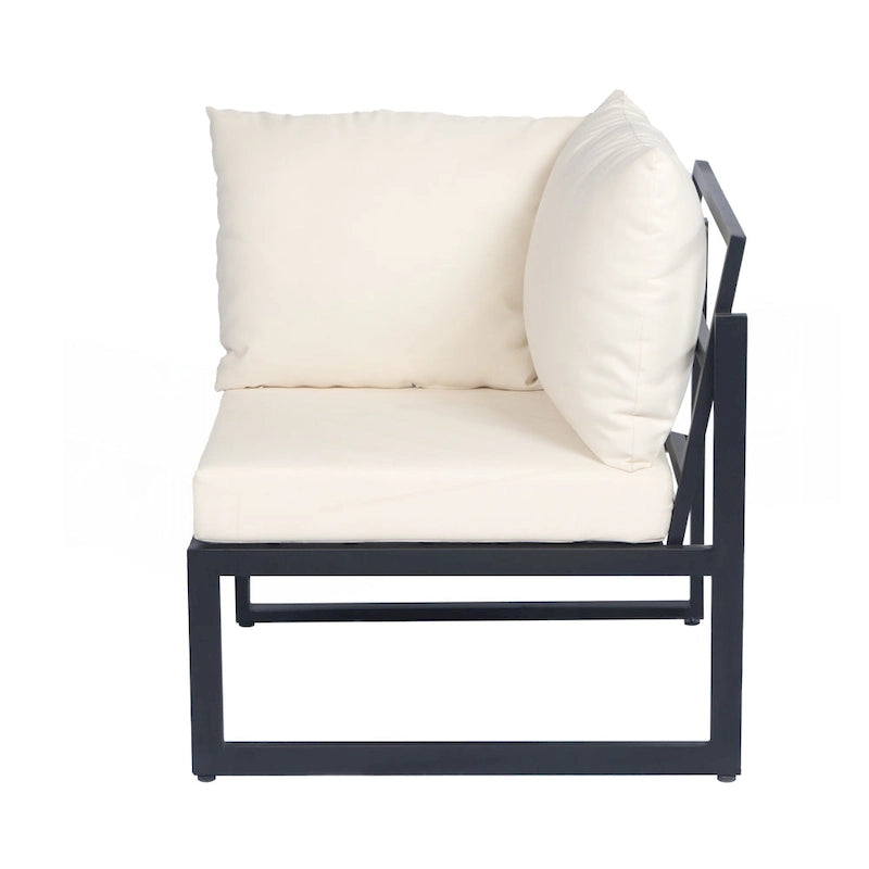 Ensemble de canapé d'angle de terrasse 4 pièces en bois d'acacia et métal pour l'extérieur