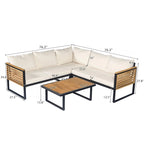 Ensemble de canapé d'angle de terrasse 4 pièces en bois d'acacia et métal pour l'extérieur