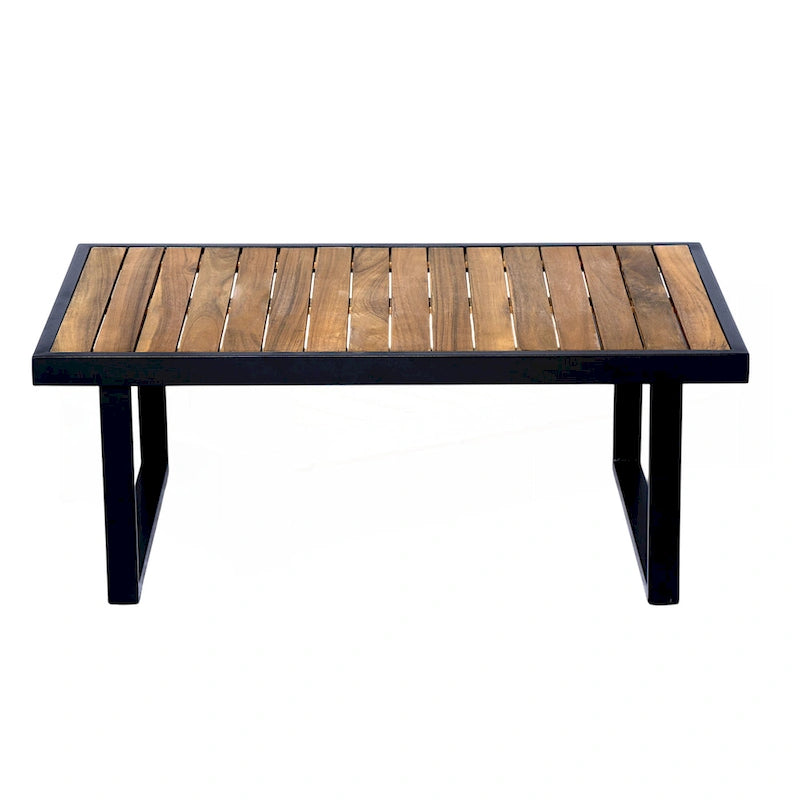 Ensemble de canapé d'angle de terrasse 4 pièces en bois d'acacia et métal pour l'extérieur