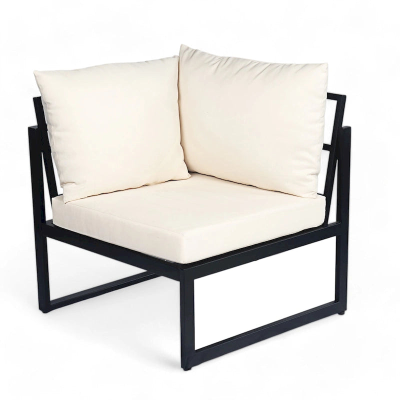 Ensemble de canapé d'angle de terrasse 4 pièces en bois d'acacia et métal pour l'extérieur