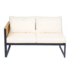 Ensemble de canapé d'angle de terrasse 4 pièces en bois d'acacia et métal pour l'extérieur