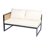 Ensemble de canapé d'angle de terrasse 4 pièces en bois d'acacia et métal pour l'extérieur