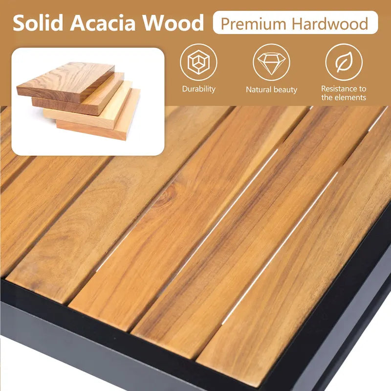 Ensemble de canapé d'angle de terrasse 4 pièces en bois d'acacia et métal pour l'extérieur