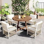 Ensemble de salle à manger en bois 5 pièces pour patio avec rallonge papillon de 30 cm et table ronde pliante