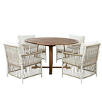 Ensemble de salle à manger en bois 5 pièces pour patio avec rallonge papillon de 30 cm et table ronde pliante