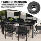 Ensemble de meubles 7 pièces pour terrasse et jardin, table à manger et chaises pliantes