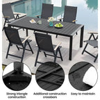 Ensemble de meubles 7 pièces pour terrasse et jardin, table à manger et chaises pliantes