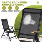 Ensemble de meubles 7 pièces pour terrasse et jardin, table à manger et chaises pliantes