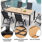 Ensemble de meubles 7 pièces pour terrasse et jardin, table à manger et chaises pliantes