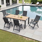 Ensemble de meubles 7 pièces pour terrasse et jardin, table à manger et chaises pliantes