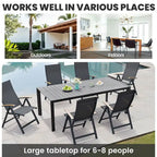 Ensemble de meubles 7 pièces pour terrasse et jardin, table à manger et chaises pliantes