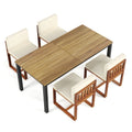 Ensemble de salle à manger d'extérieur 5 pièces en bois d'acacia avec table de 178 cm et 4 chaises finition teck beige avec pieds en fer