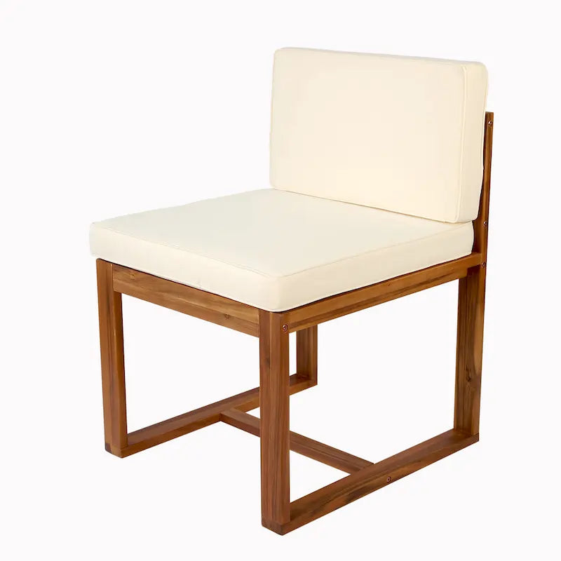 Ensemble de salle à manger d'extérieur 5 pièces en bois d'acacia avec table de 178 cm et 4 chaises finition teck beige avec pieds en fer