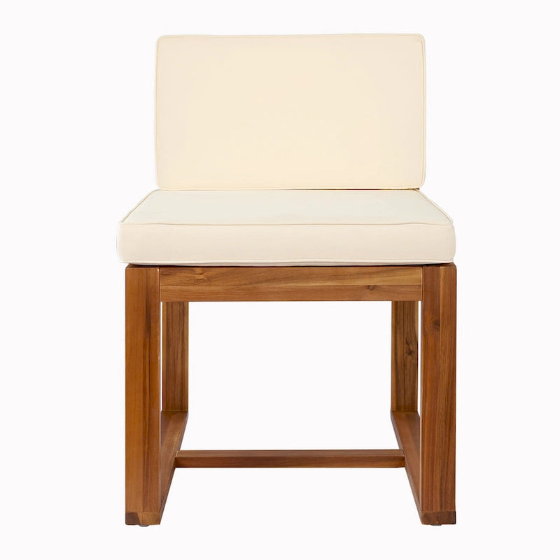 Ensemble de salle à manger d'extérieur 5 pièces en bois d'acacia avec table de 178 cm et 4 chaises finition teck beige avec pieds en fer