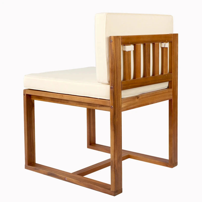 Ensemble de salle à manger d'extérieur 5 pièces en bois d'acacia avec table de 178 cm et 4 chaises finition teck beige avec pieds en fer