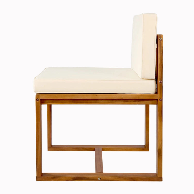Ensemble de salle à manger d'extérieur 5 pièces en bois d'acacia avec table de 178 cm et 4 chaises finition teck beige avec pieds en fer