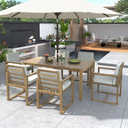 Ensemble de 7 meubles de salle à manger d'extérieur, ensemble de meubles de patio toutes saisons, table à manger avec trou pour parasol et 6 chaises