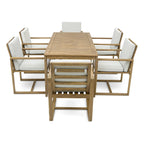 Ensemble de 7 meubles de salle à manger d'extérieur, ensemble de meubles de patio toutes saisons, table à manger avec trou pour parasol et 6 chaises