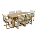 Ensemble de 7 meubles de salle à manger d'extérieur, ensemble de meubles de patio toutes saisons, table à manger avec trou pour parasol et 6 chaises