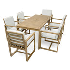 Ensemble de 7 meubles de salle à manger d'extérieur, ensemble de meubles de patio toutes saisons, table à manger avec trou pour parasol et 6 chaises