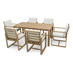 Ensemble de 7 meubles de salle à manger d'extérieur, ensemble de meubles de patio toutes saisons, table à manger avec trou pour parasol et 6 chaises