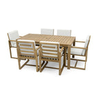 Ensemble de 7 meubles de salle à manger d'extérieur, ensemble de meubles de patio toutes saisons, table à manger avec trou pour parasol et 6 chaises