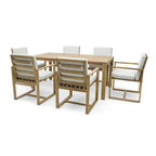 Ensemble de 7 meubles de salle à manger d'extérieur, ensemble de meubles de patio toutes saisons, table à manger avec trou pour parasol et 6 chaises