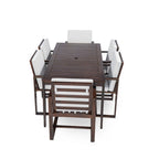 Ensemble de 7 meubles de salle à manger d'extérieur, ensemble de meubles de patio toutes saisons, table à manger avec trou pour parasol et 6 chaises