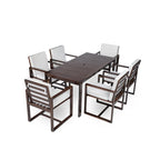 Ensemble de 7 meubles de salle à manger d'extérieur, ensemble de meubles de patio toutes saisons, table à manger avec trou pour parasol et 6 chaises