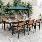 Ensemble de table à manger extensible d'extérieur, ensemble de meubles de patio en bois de 7 pièces avec table à manger rectangulaire et 6 chaises