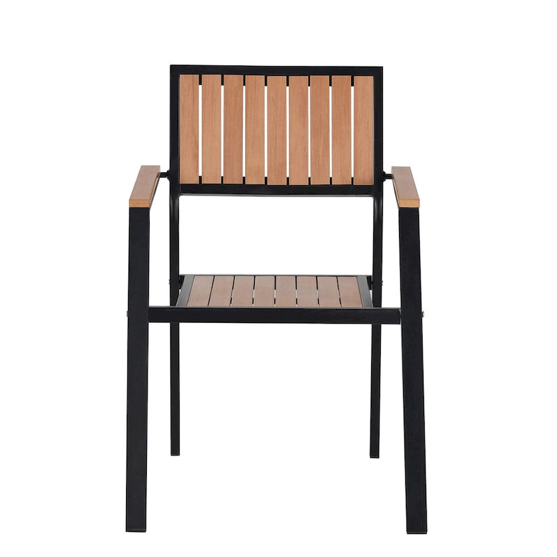 Ensemble de table à manger extensible d'extérieur, ensemble de meubles de patio en bois de 7 pièces avec table à manger rectangulaire et 6 chaises