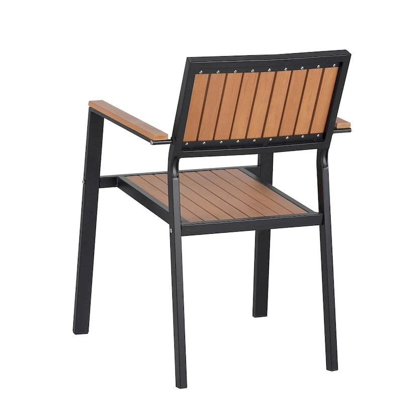 Ensemble de table à manger extensible d'extérieur, ensemble de meubles de patio en bois de 7 pièces avec table à manger rectangulaire et 6 chaises