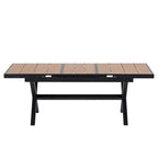 Ensemble de table à manger extensible d'extérieur, ensemble de meubles de patio en bois de 7 pièces avec table à manger rectangulaire et 6 chaises