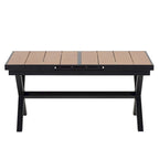 Ensemble de table à manger extensible d'extérieur, ensemble de meubles de patio en bois de 7 pièces avec table à manger rectangulaire et 6 chaises