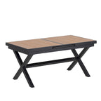 Ensemble de table à manger extensible d'extérieur, ensemble de meubles de patio en bois de 7 pièces avec table à manger rectangulaire et 6 chaises