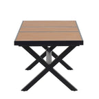 Ensemble de table à manger extensible d'extérieur, ensemble de meubles de patio en bois de 7 pièces avec table à manger rectangulaire et 6 chaises