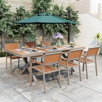 Ensemble de table à manger extensible d'extérieur, ensemble de meubles de patio en bois de 7 pièces avec table à manger rectangulaire et 6 chaises