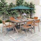 Ensemble de table à manger extensible d'extérieur, ensemble de meubles de patio en bois de 7 pièces avec table à manger rectangulaire et 6 chaises
