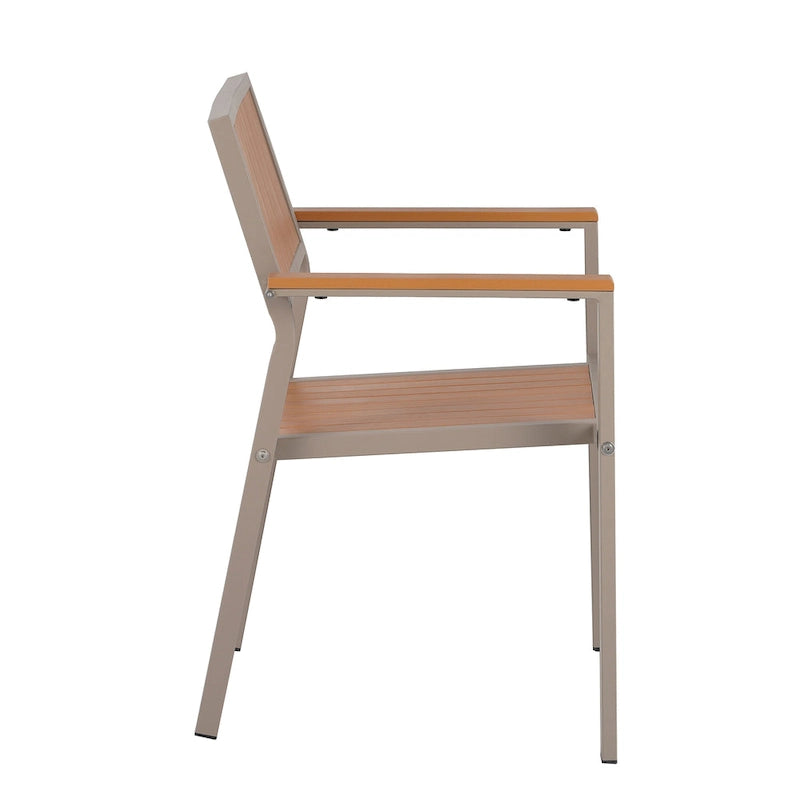 Ensemble de table à manger extensible d'extérieur, ensemble de meubles de patio en bois de 7 pièces avec table à manger rectangulaire et 6 chaises