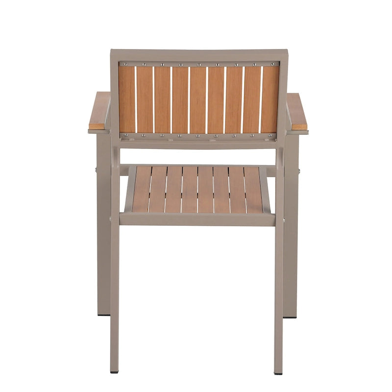 Ensemble de table à manger extensible d'extérieur, ensemble de meubles de patio en bois de 7 pièces avec table à manger rectangulaire et 6 chaises