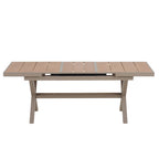 Ensemble de table à manger extensible d'extérieur, ensemble de meubles de patio en bois de 7 pièces avec table à manger rectangulaire et 6 chaises