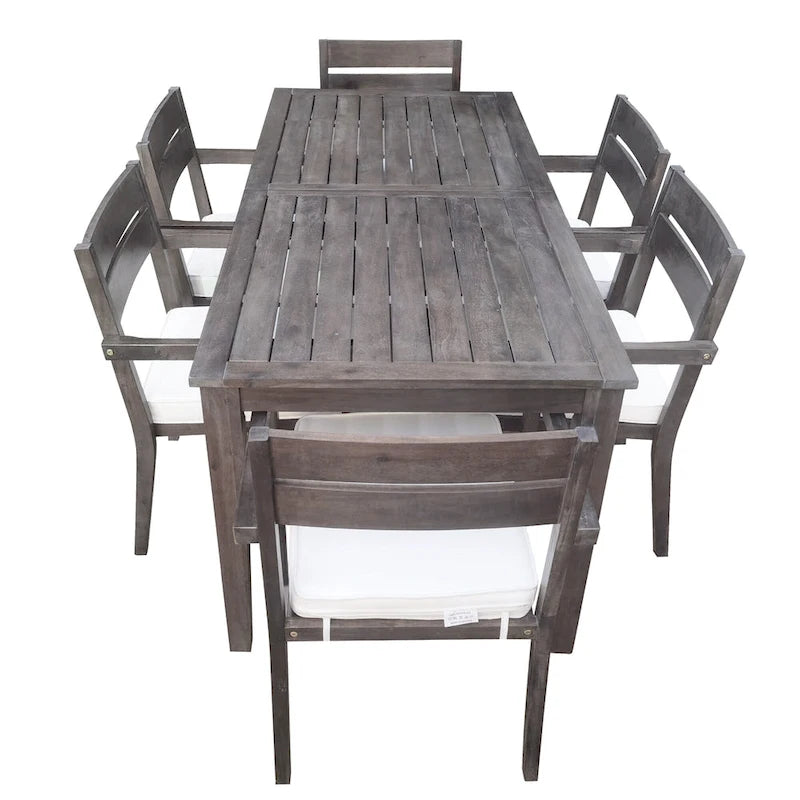 Table et chaises de salle à manger d'extérieur en bois d'acacia, idéales pour la terrasse