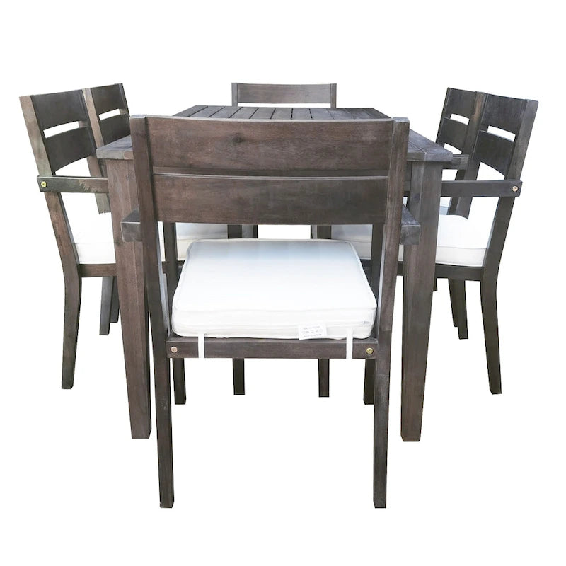 Table et chaises de salle à manger d'extérieur en bois d'acacia, idéales pour la terrasse
