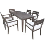 Table et chaises de salle à manger d'extérieur en bois d'acacia, idéales pour la terrasse