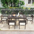 Table et chaises de salle à manger d'extérieur en bois d'acacia, idéales pour la terrasse