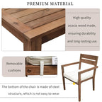 Table et chaises de salle à manger d'extérieur en bois d'acacia, idéales pour la terrasse
