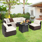 Costway Ensemble de Meubles de Patio 7 pièces avec Foyer au Propane de 50 000 BTU - Voir Détails