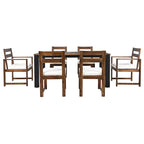 Ensemble de salle à manger d'extérieur 7 pièces en bois d'acacia avec trou pour parasol, 2 fauteuils et 4 chaises sans accoudoirs