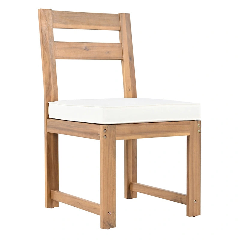Ensemble de salle à manger d'extérieur 7 pièces en bois d'acacia avec trou pour parasol, 2 fauteuils et 4 chaises sans accoudoirs